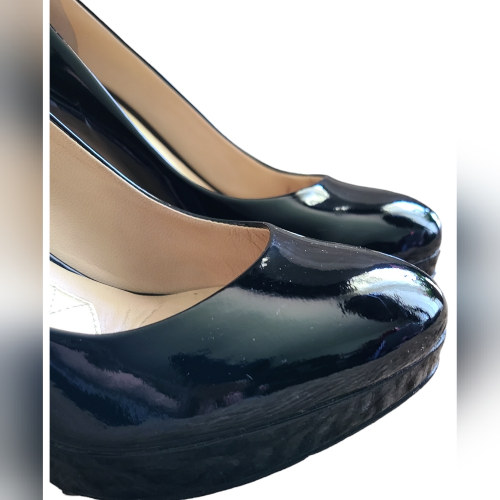 JOAN & DAVID | BLACK PATENT LEATHER STILETTO PLATFORN PUMPS | SIZE 7 - Picture 3 of 12